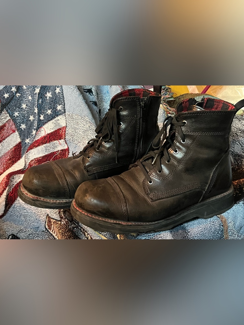 Harley Davidson Men's Black Leather Lace-Up Riding Boots